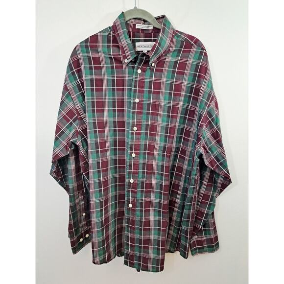 Wentworth Vintage Men's Green Red Plaid Button-up Shirt Large Lightweight - Picture 1 of 4
